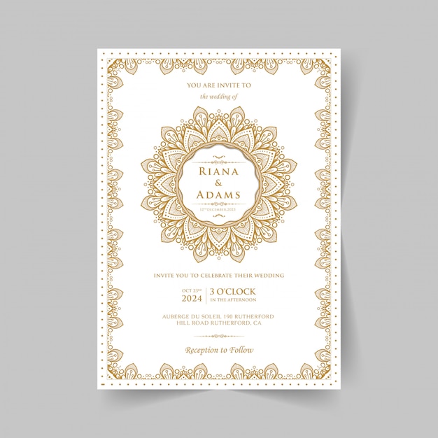 Vintage wedding invitation with mandala