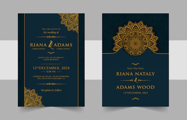 Vintage wedding invitation with mandala