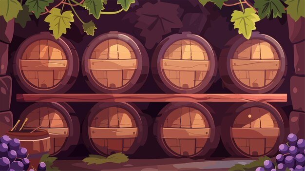 Vector vintage wine barrels design for winery beverage concept