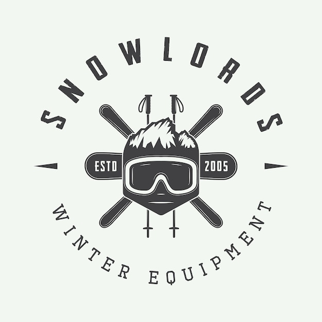 Vector vintage winter sports logo badge emblem and design elements