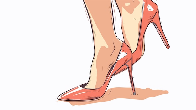 Vector vintage woman high heel shoes retro style hand drawn illustration