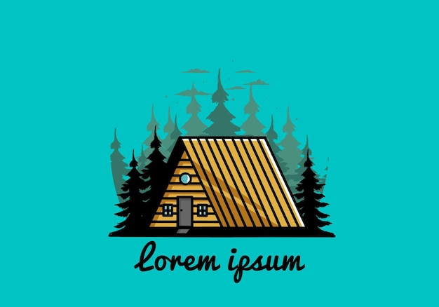 Vintage wood cabin illustration design