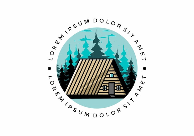 Vintage wood cabin illustration design