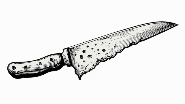 Vector vintage woodcut cheese knife illustration