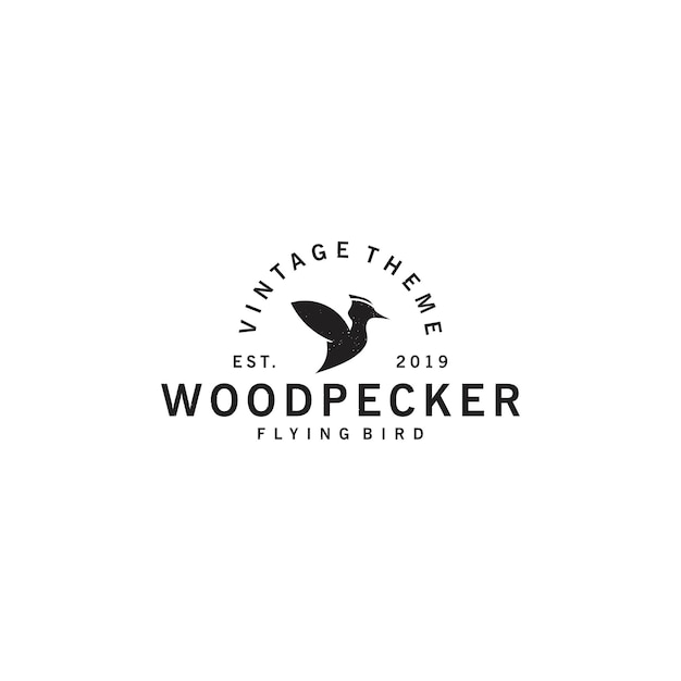 Vintage Woodpecker Flying Bird logo