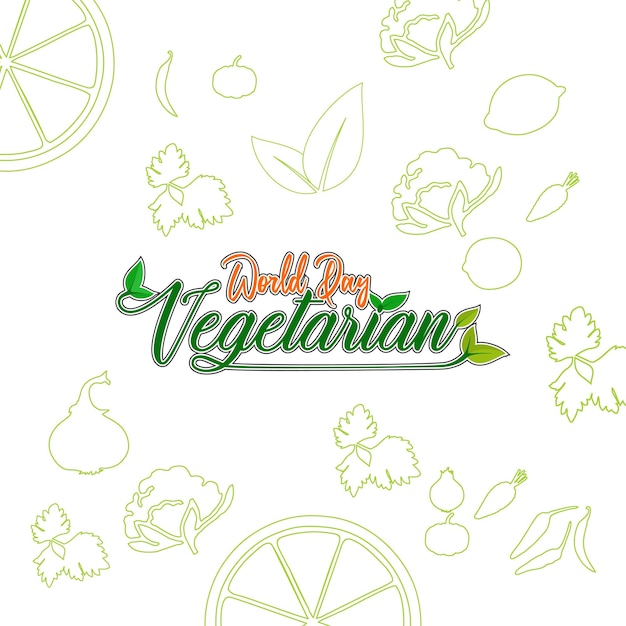 vintage world vegetarian day with fruit and vegetables design.