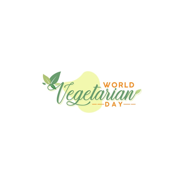 vintage world vegetarian day with leaf design