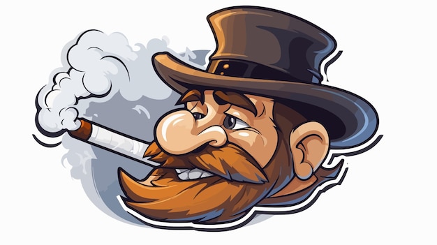 Vector vintage worn old sticker with smokers pipe banner