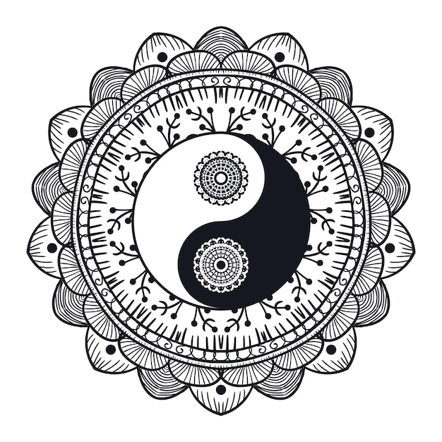 Vintage Yin and Yang in Mandala