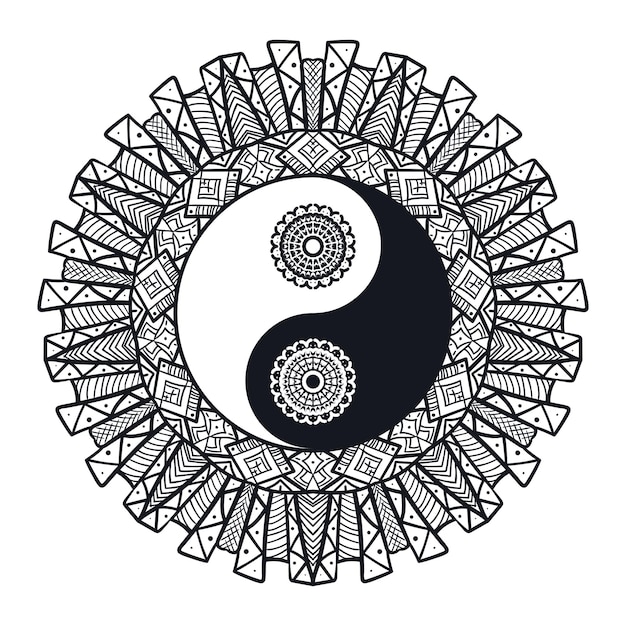 Vintage Yin and Yang in Mandala