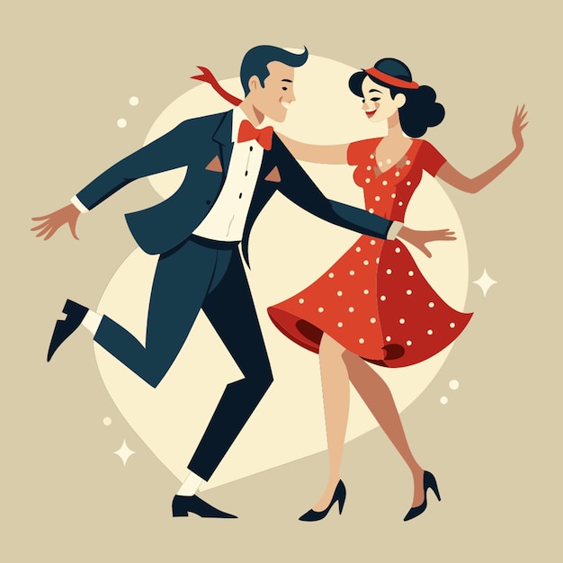 vintageinspired illustrations of swing dancers vector illustration