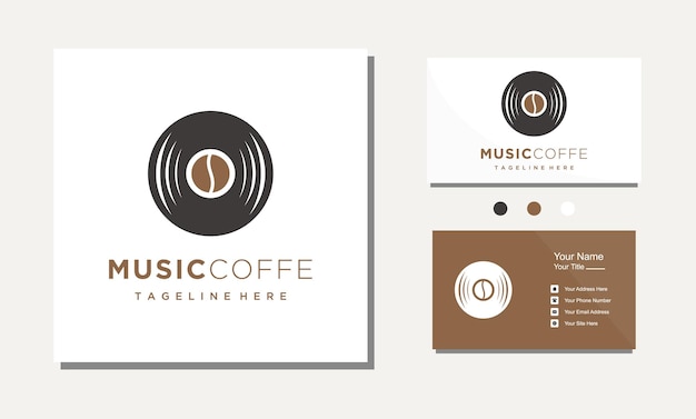 Vinyl and coffee been music record logo design vector