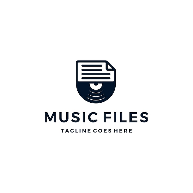 Vinyl Disc Music Record with File Paper Document Logo Design Inspiration