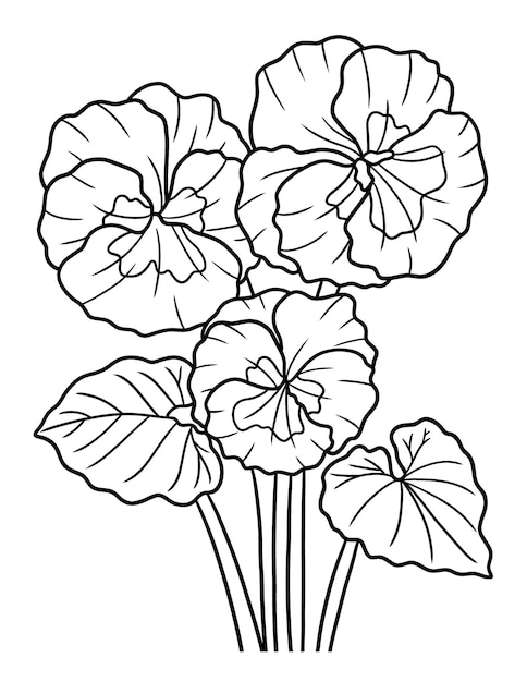 Violet Flower Coloring Page for Adults