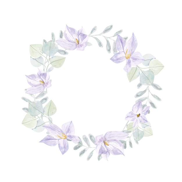 Violet flowers wreath, frame, watercolor purple flowers, bohemian very peri wreath for design