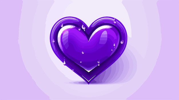 Vector violet geometric heart 3d icon in modern style