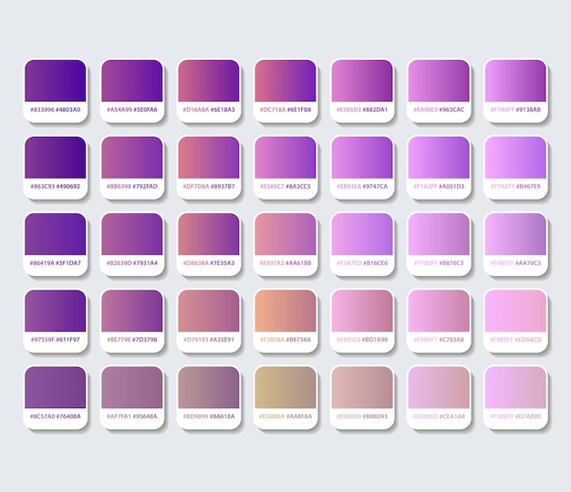 Violet gradient color palette with hex