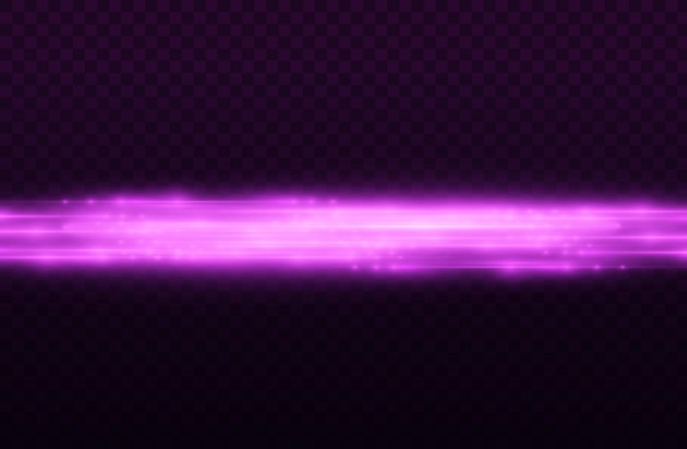 Violet light rays flash horizontal lens flares speed laser beams glow purple line motion flare glare