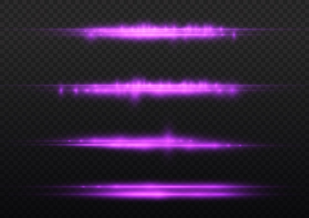 Violet light rays flash horizontal lens flares speed laser beams glow purple line motion flare glare