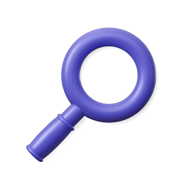 Violet magnifying glass 3d volume lens icon Realistic vector magnifier isolated on white background