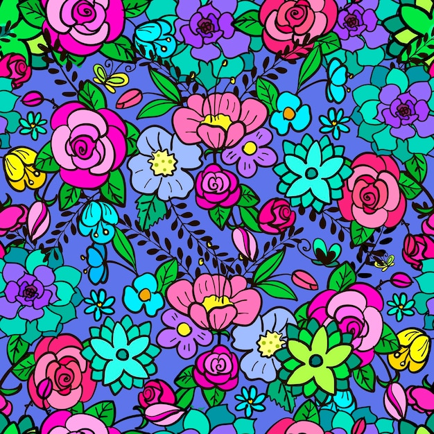 Violet seamless floral pattern in gentle pastel colours Floral vector illustration