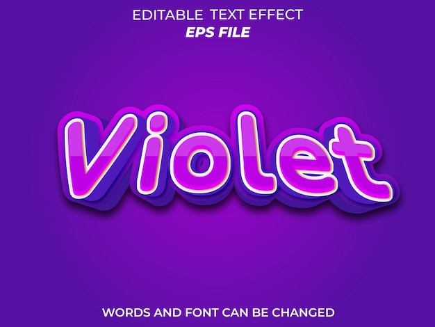 violet text effect 3d editable text vector template