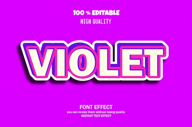 Violet text style, editable font effect