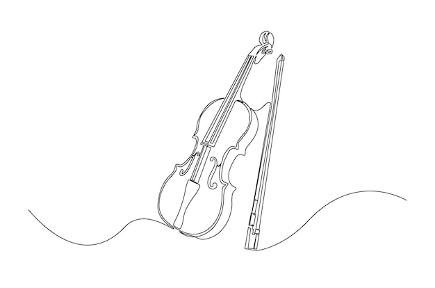 Violin continuous one line drawing