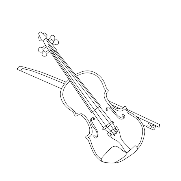 Violin in doodle style Musical instrument Vector illustration