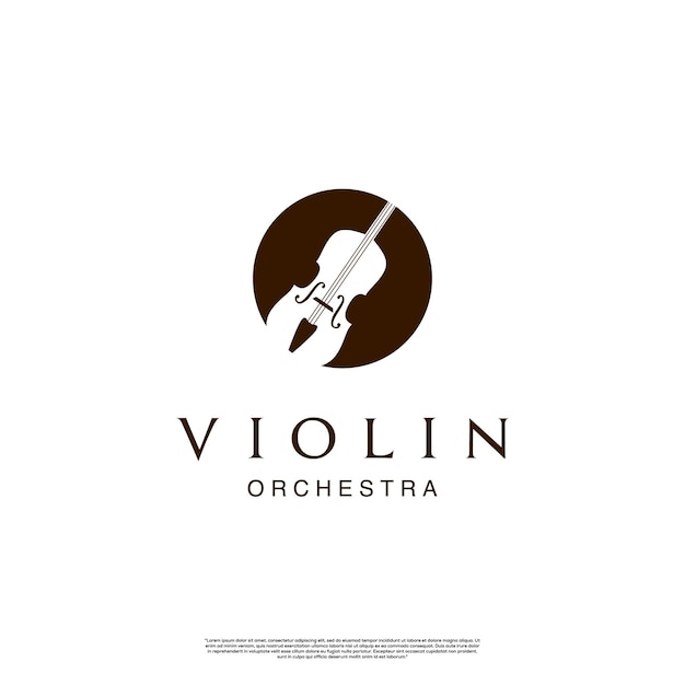 Violin logo design silhouette on isolated background icon template