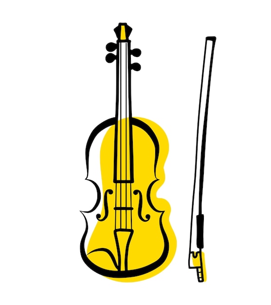 Violin outline musical instrument vector isolated silhouette simple hand drawn doodle icon