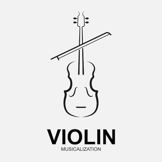 Violin Viola Fiddle Cello bass Contrabass music instrument silhouette logo design inspiration