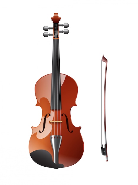 A violin with bow isolated