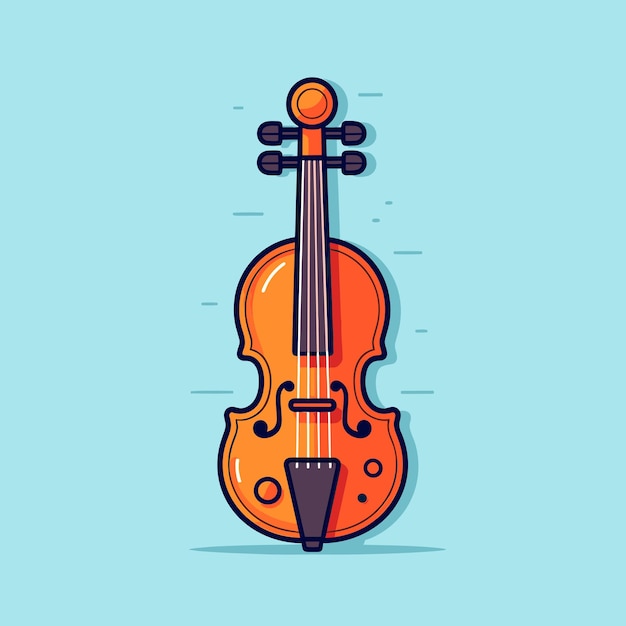 A violin with a bow on it and a blue background.