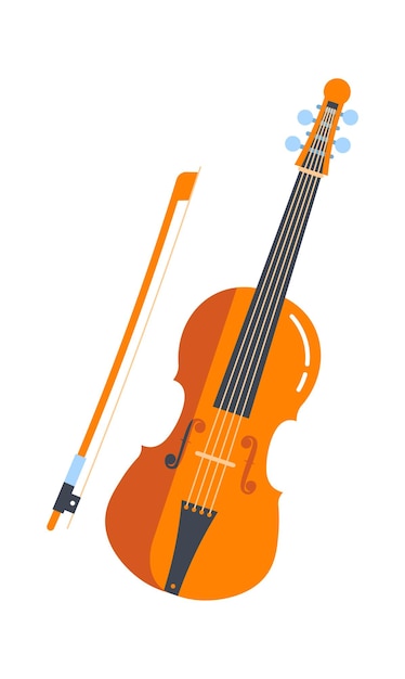 Violin with bow Musical Instrument Vector illustration