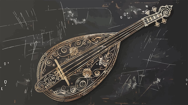 Vector a violin with a gold handle and a clock on the front