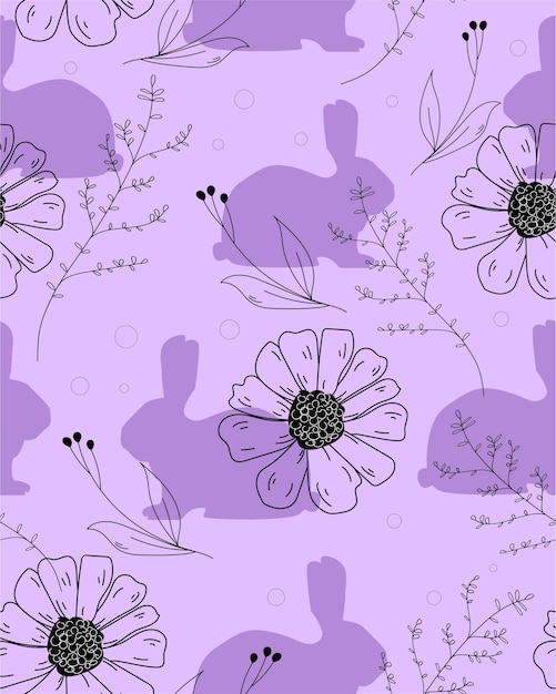 Viollet pattern with flowers and rabbits