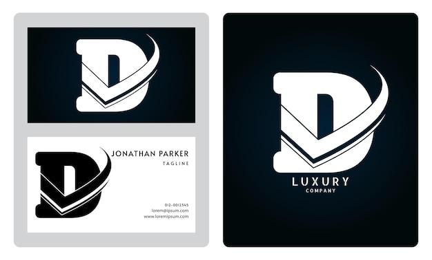 Vip business card template Premium letter D logo with luxury business card design Elegant corporate identity