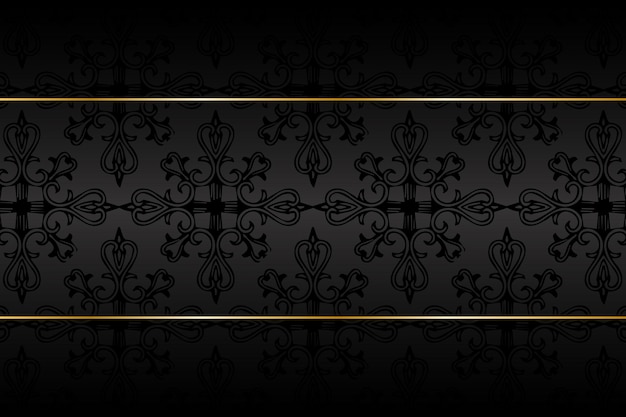 VIP card, black background with ornament and golden elements. Abstract background, vector