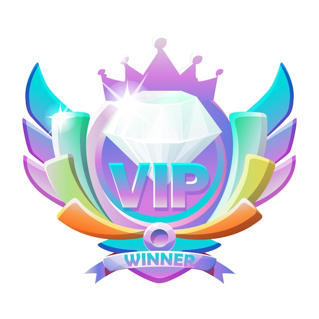 Vip Game badges with Gem award ribbon winner