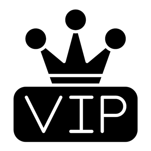 Vip Glyph Solid Black Illustration