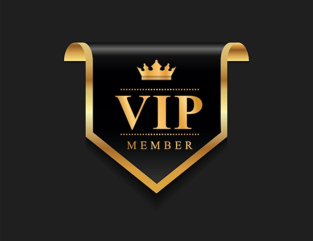 Vector vip member emblem black and gold isolated on black background