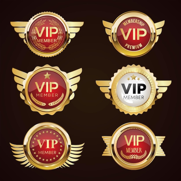 Vip premium membership golden badge on white background