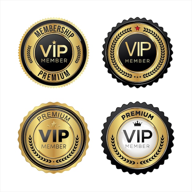 Vip premium membership golden badge on white background