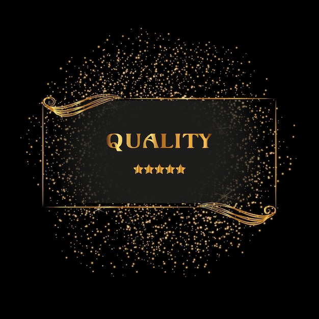 VIP quality in gold and vintage frame in vector illustration