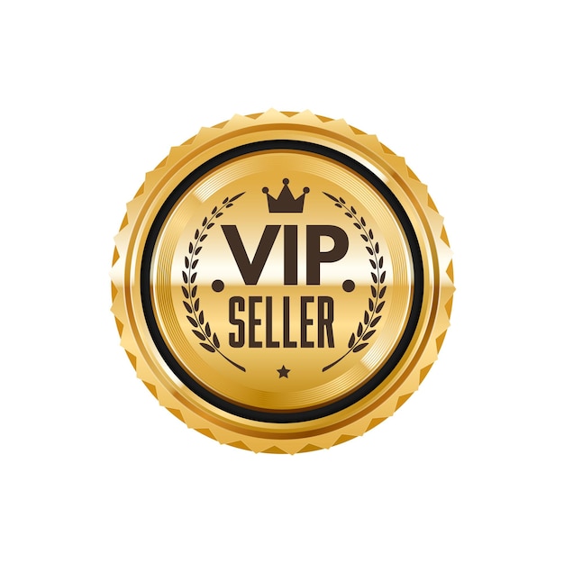 VIP seller glossy golden badge or premium label