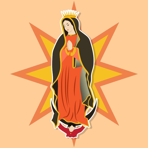 Vector virgen de guadalupe sticker flat illustration