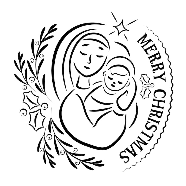 Virgin Mary and Baby Jesus illustration