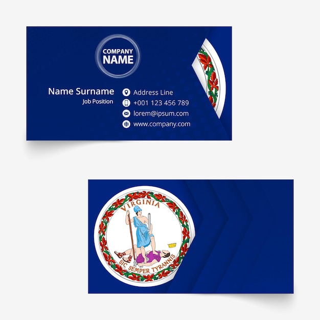 Virginia Flag Business Card standard size 90x50 mm business card template with bleed under the clipping mask