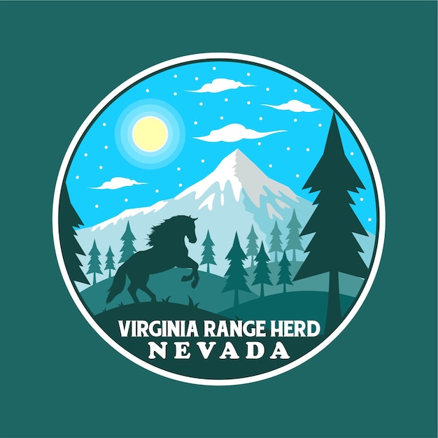 Vector virginia range herd national park sticker